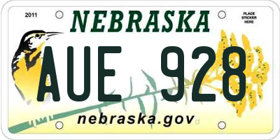 NE license plate AUE928