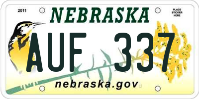 NE license plate AUF337