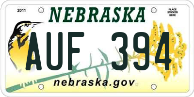 NE license plate AUF394