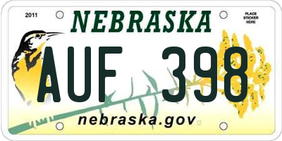 NE license plate AUF398