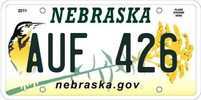 NE license plate AUF426