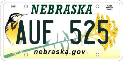 NE license plate AUF525