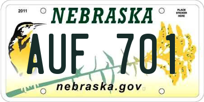 NE license plate AUF701