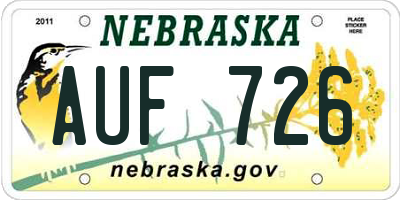 NE license plate AUF726
