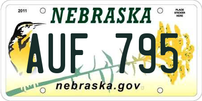 NE license plate AUF795