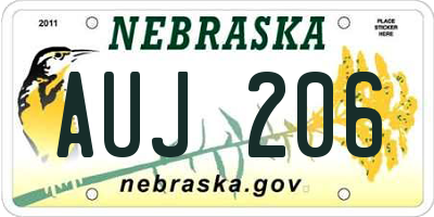 NE license plate AUJ206