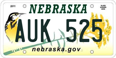 NE license plate AUK525