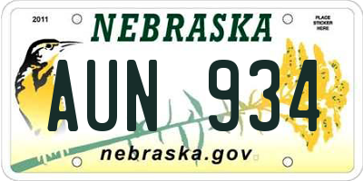 NE license plate AUN934