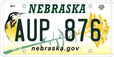 NE license plate AUP876