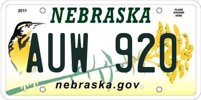 NE license plate AUW920