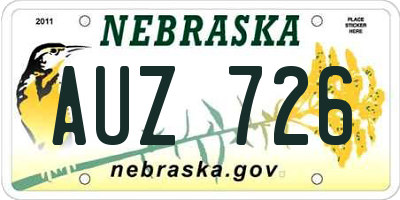 NE license plate AUZ726