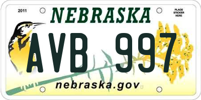 NE license plate AVB997
