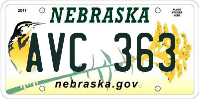 NE license plate AVC363