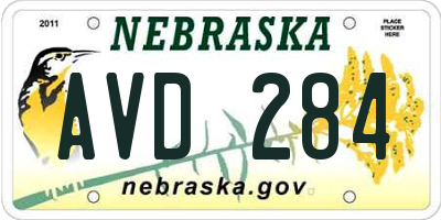 NE license plate AVD284