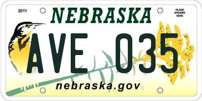 NE license plate AVE035