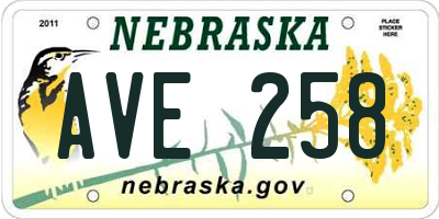 NE license plate AVE258