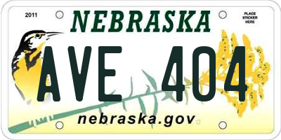 NE license plate AVE404