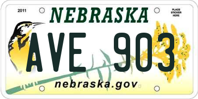 NE license plate AVE903