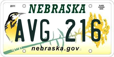 NE license plate AVG216