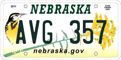 NE license plate AVG357