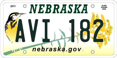NE license plate AVI182