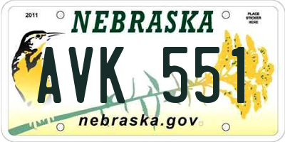 NE license plate AVK551