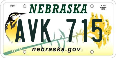NE license plate AVK715