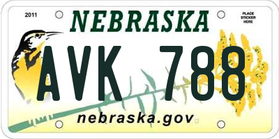 NE license plate AVK788