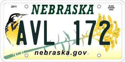 NE license plate AVL172