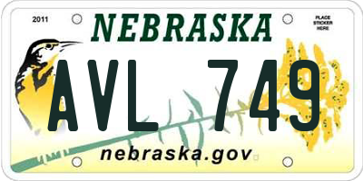 NE license plate AVL749