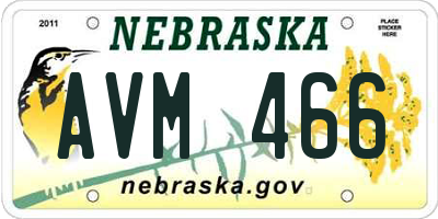 NE license plate AVM466