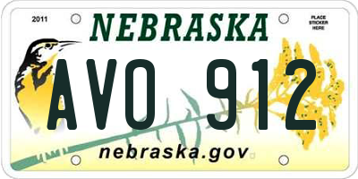 NE license plate AVO912