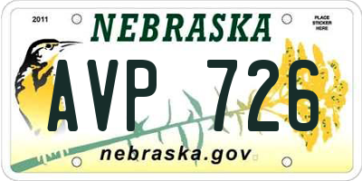 NE license plate AVP726
