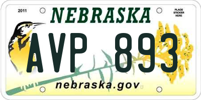 NE license plate AVP893