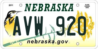NE license plate AVW920