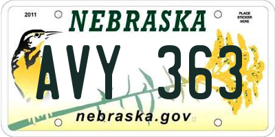 NE license plate AVY363