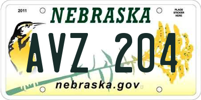 NE license plate AVZ204
