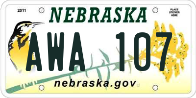 NE license plate AWA107