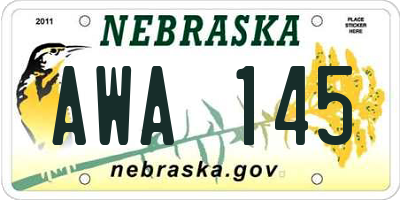 NE license plate AWA145