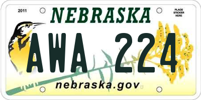 NE license plate AWA224