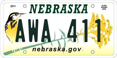 NE license plate AWA411