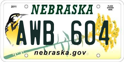 NE license plate AWB604