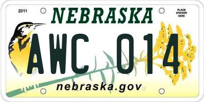 NE license plate AWC014