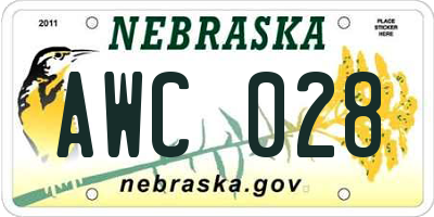 NE license plate AWC028