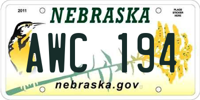 NE license plate AWC194
