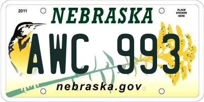 NE license plate AWC993