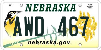 NE license plate AWD467