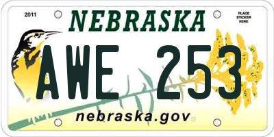 NE license plate AWE253