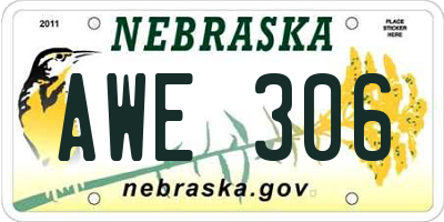 NE license plate AWE306