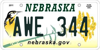 NE license plate AWE344
